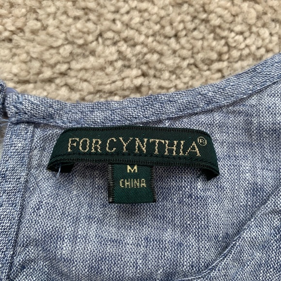 For Cynthia Chambray Sleeveless Shift Dress- Size Medium - Picture 3 of 11